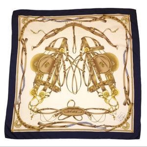 Vintage Gucci Bridle Equestrian Print Silk Scarf